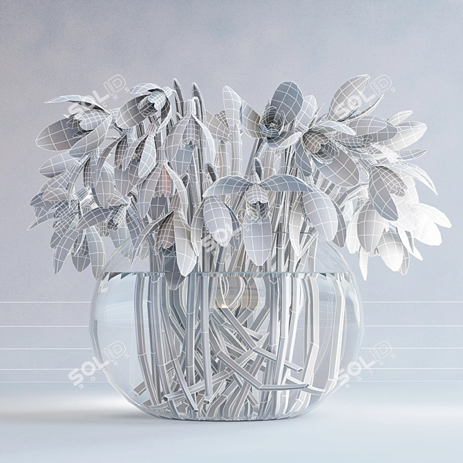 Winter Blooms in Vase 3D model image 3