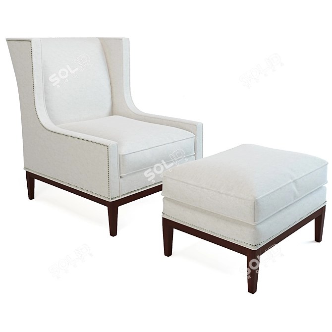 Elegant Diane Wing Chair 3D model image 1
