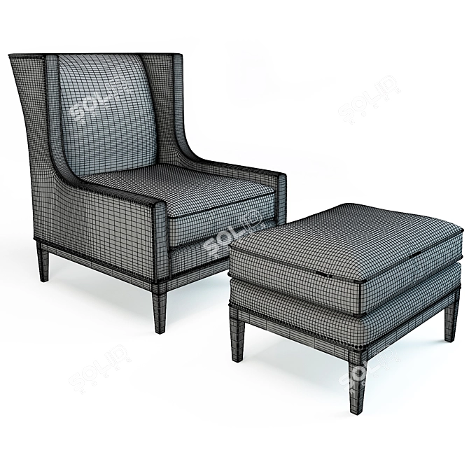 Elegant Diane Wing Chair 3D model image 2
