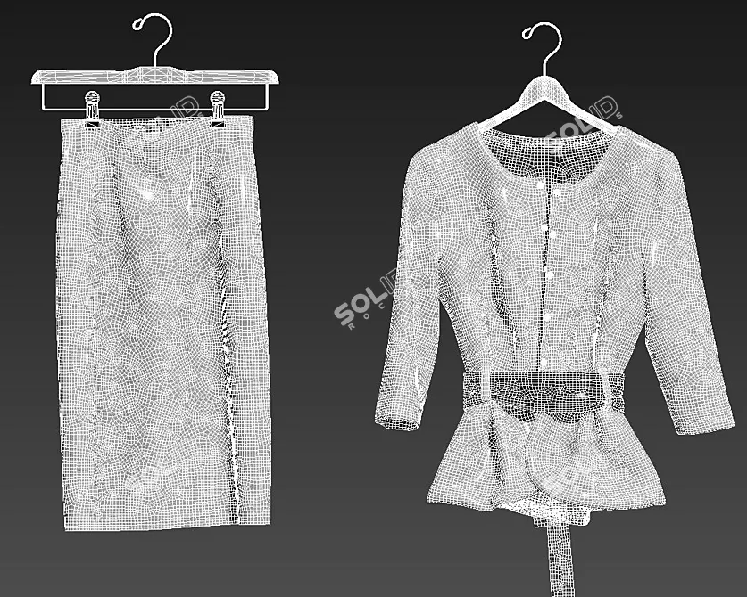 Elegant Hanger for Women's Suit 3D model image 3