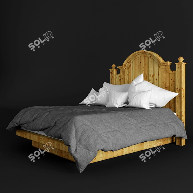 Double Bed Set with Bedding & Pillows 3D model image 2