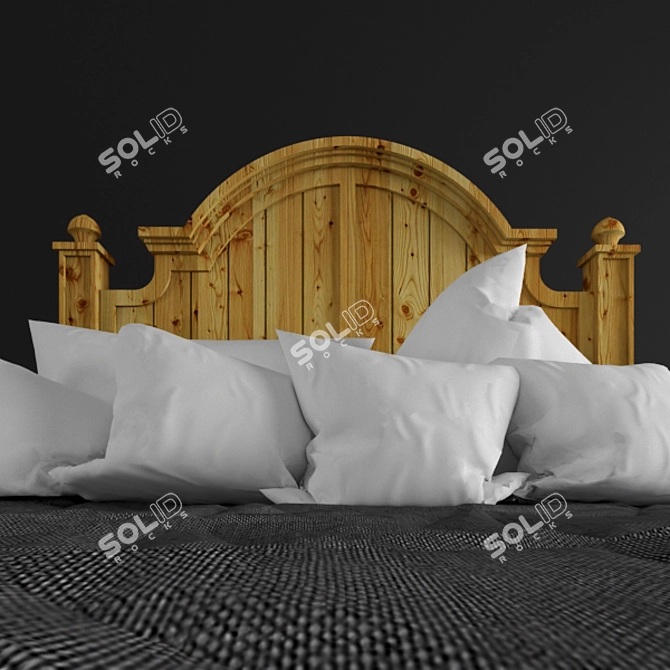 Double Bed Set with Bedding & Pillows 3D model image 3