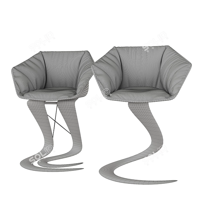 Modern White Leather Chair Set 3D model image 2