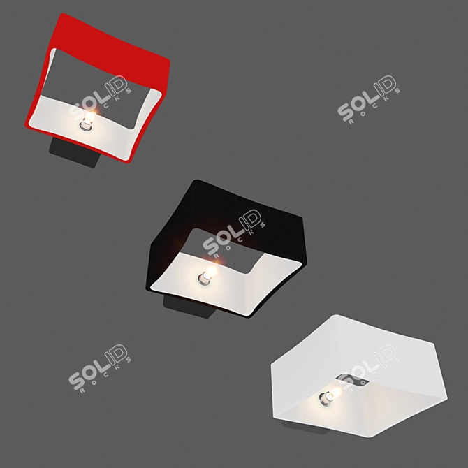 Colorful Trio: Red Black White 3D model image 1