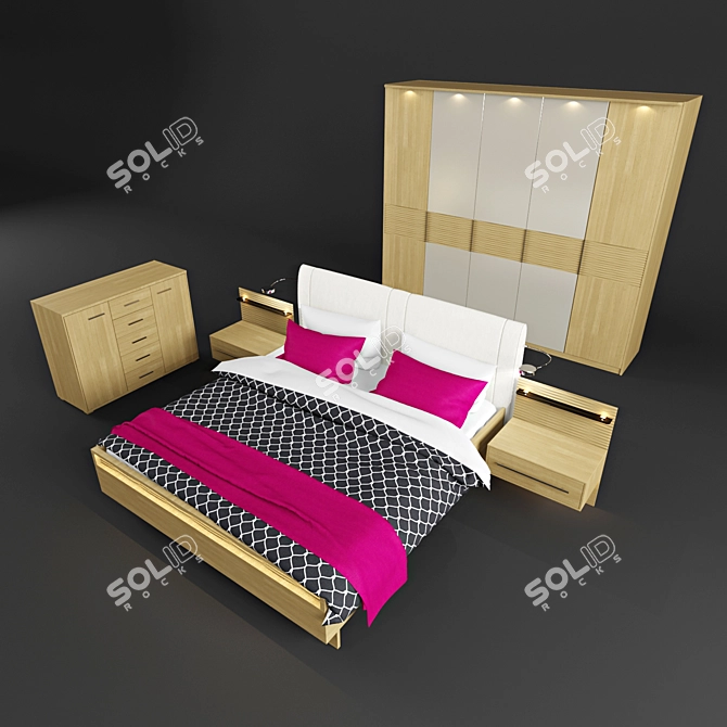 Elegant Musterring Sari Bedroom Set 3D model image 2