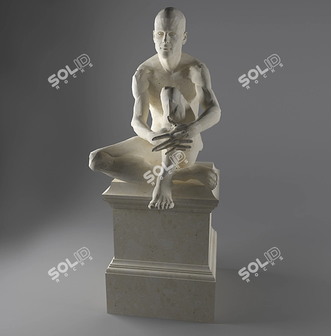 Seated Man Sculpture 3D model image 2