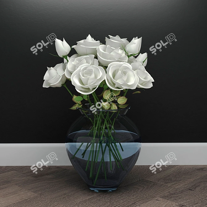 Romantic Rose Bouquet Trio 3D model image 3