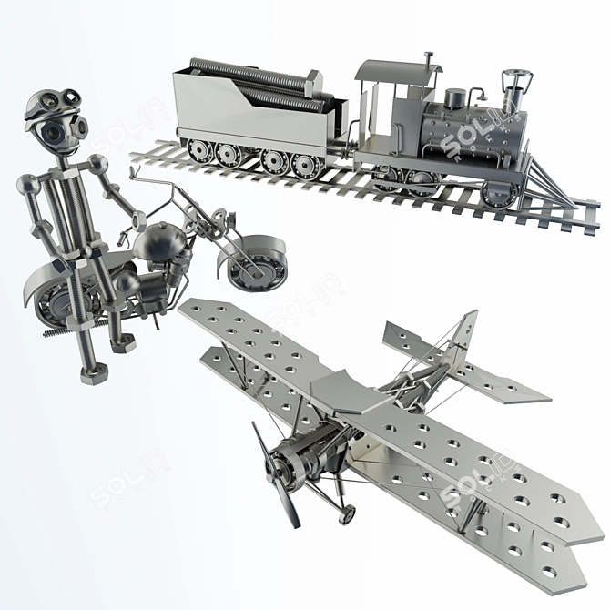 Metal Toy Set 3D model image 1