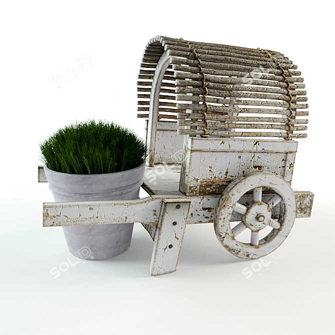 Garden Decor Cart 3D model image 1