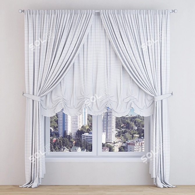 Classic Black Curtain Set 3D model image 2