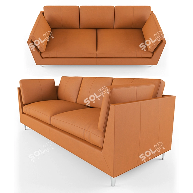 Stylish Stockholm Leather Sofa 3D model image 1