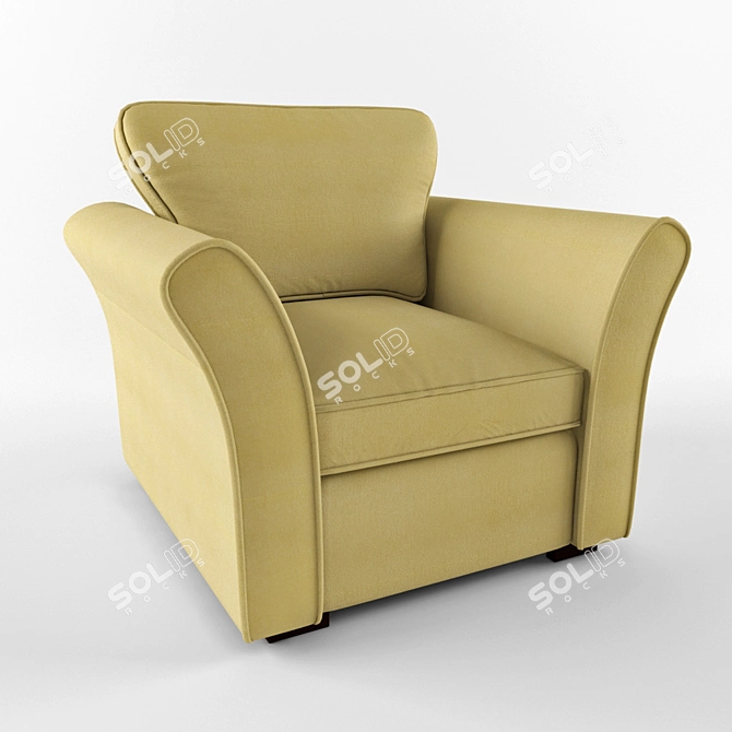 Elegant Amadeo Armchair: Tokyo White Amber 3D model image 1