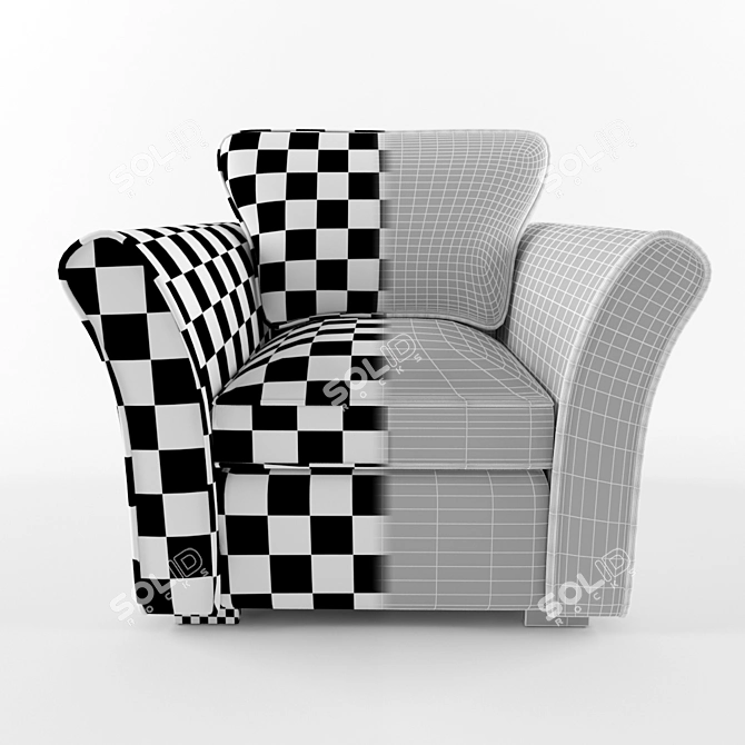 Elegant Amadeo Armchair: Tokyo White Amber 3D model image 3