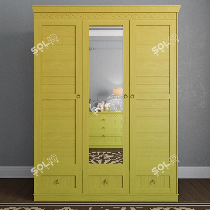 Elegant Chest of Decor: Comod, Wardrobe, Lamp, Books, Plant 3D model image 2