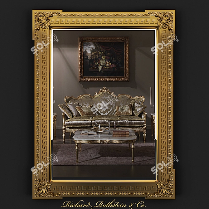 Elegant English Giltwood Mirror 3D model image 1