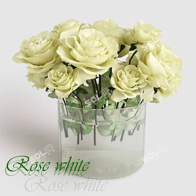 Pure Elegance: White Rose Bouquet 3D model image 1