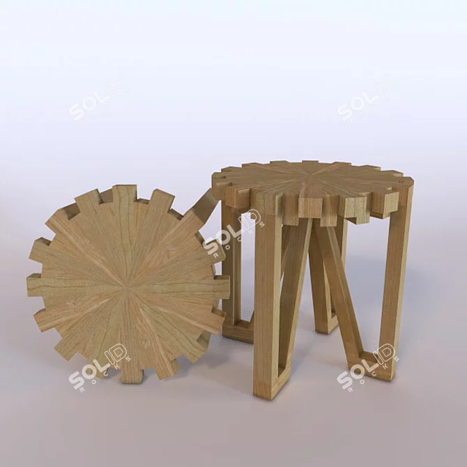 Time-inspired 32 Wood Stool 3D model image 1