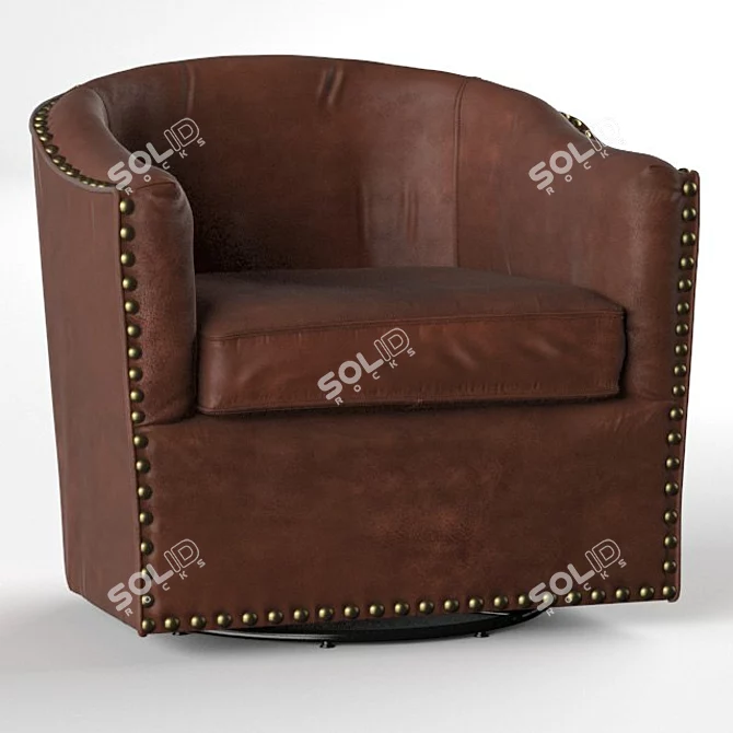 Title: Harlow Leather Swivel Armchair | Pottery Barn 3D model image 1