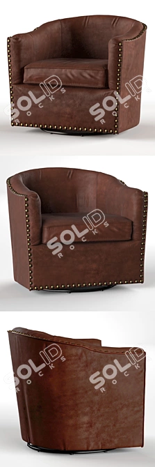 Title: Harlow Leather Swivel Armchair | Pottery Barn 3D model image 2