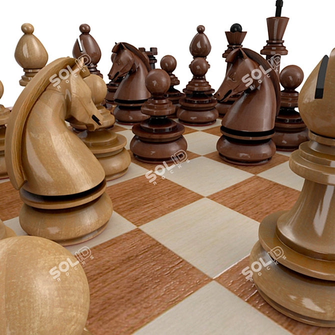 Classic Chess Set 3D model image 3