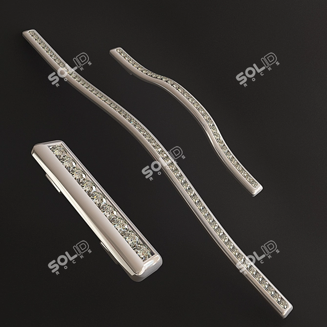 Title: Sparkling Crystal Handle Set 3D model image 1