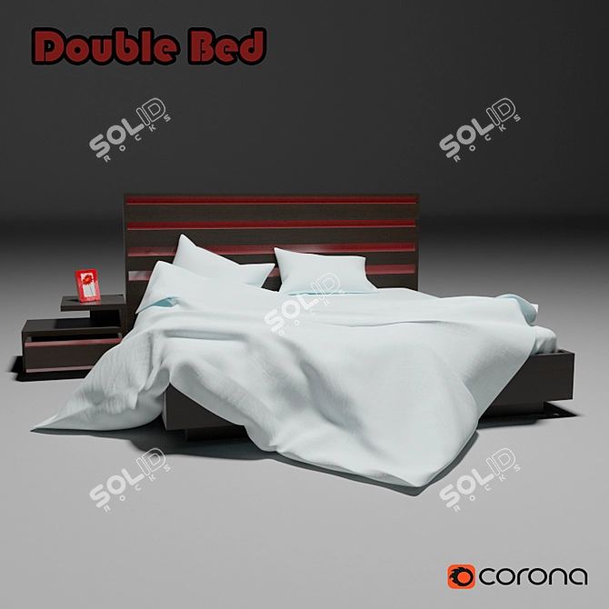 Modern Double Bed 3D model image 1