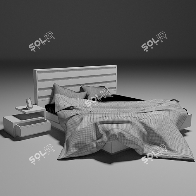 Modern Double Bed 3D model image 3