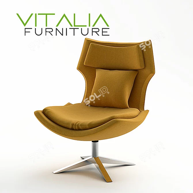 Pibe Swivel Lounge Chair: Steel Frame, Chrome Finish 3D model image 1