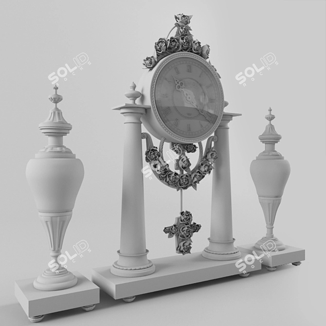 Vintage Timepiece: Exquisite Antique Clock 3D model image 3