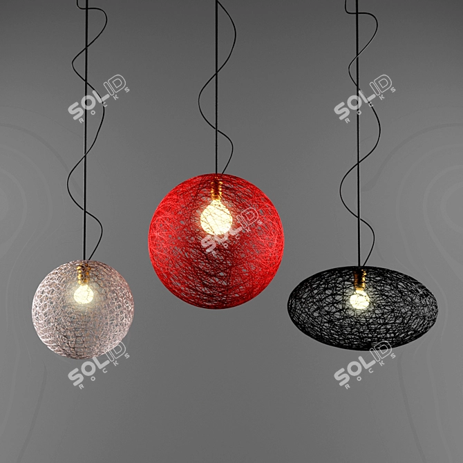 Natural Woven Wicker Lamp 3D model image 1