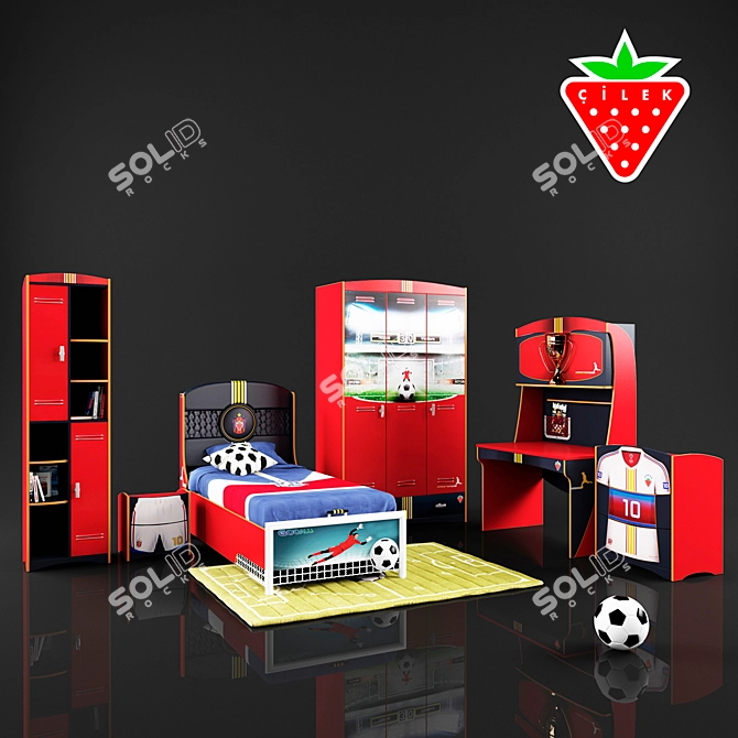 Cilek Football Kids Furniture Set 3D model image 1