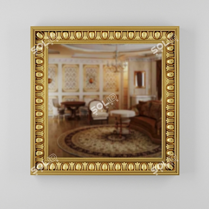 Golden Classic Patterned Mirrors 3D model image 1