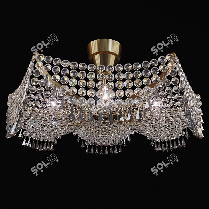Preciosa Brass Chandelier - Elegant Lighting Fixture 3D model image 1