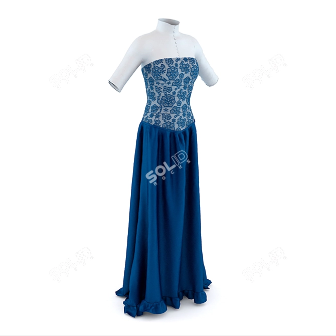 Corseted Midi Dress 3D model image 1