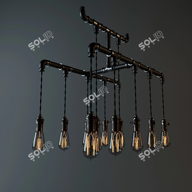 Vintage Loft Chandelier 3D model image 1