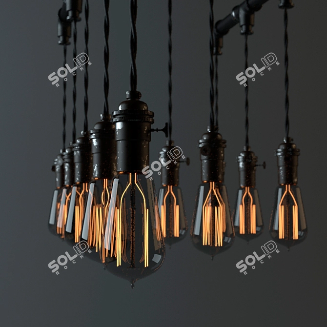 Vintage Loft Chandelier 3D model image 2