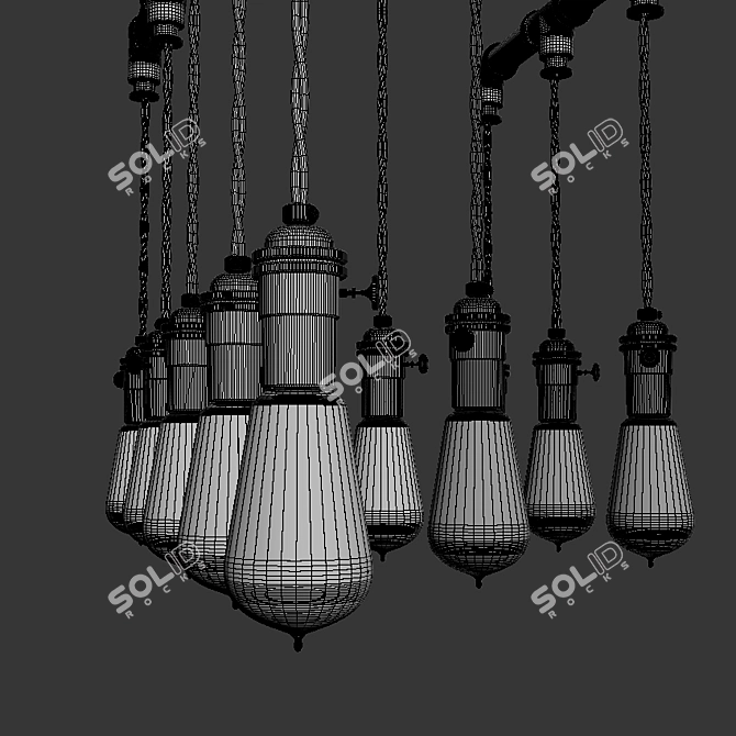 Vintage Loft Chandelier 3D model image 3