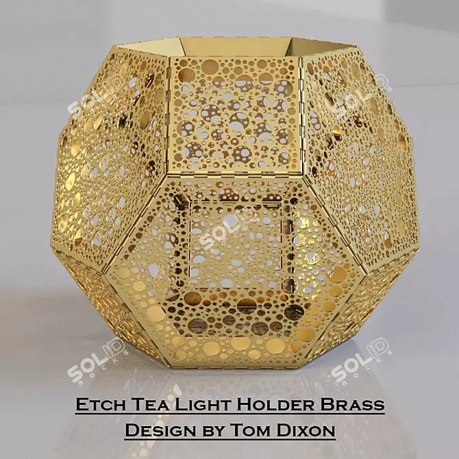 Elegant Brass Tea Light Holder 3D model image 1