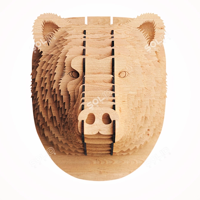 Rustic Bear Head Decor 3D model image 2