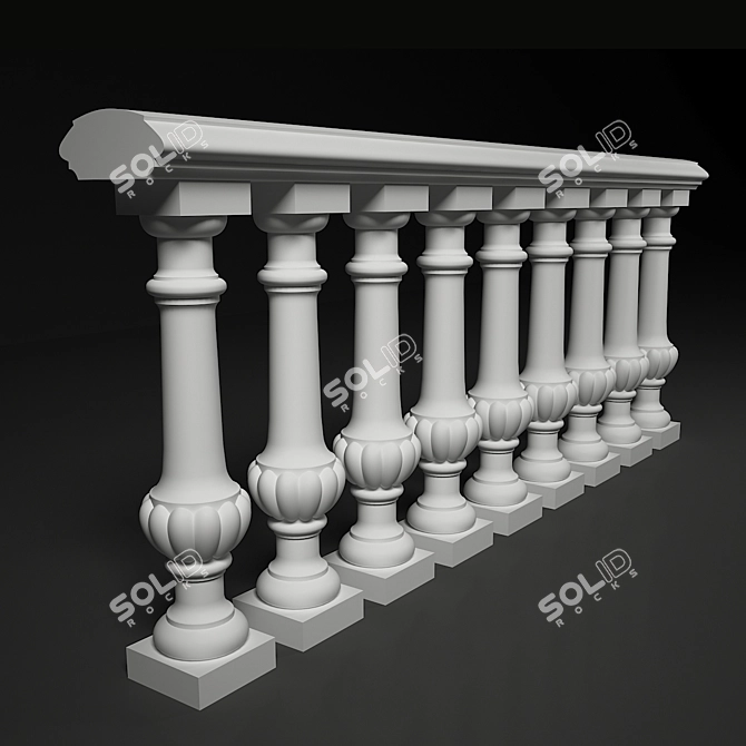 Elegant Metal Balustrade 3D model image 1