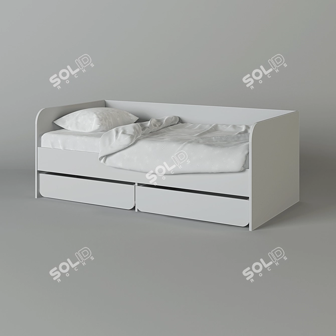 Kids Bed with Bedding 3D model image 2