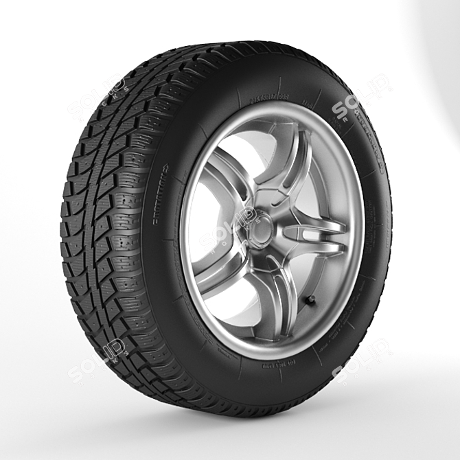 Durable Car Tire for Optimal Performance 3D model image 1