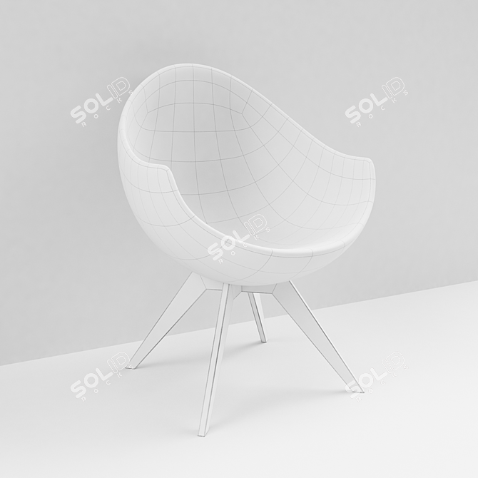 Contemporary Plastic Armchair 3D model image 2