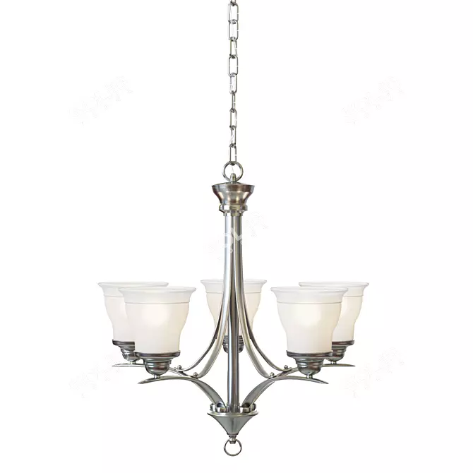 Trinity 5-Light Brush Nickel Chandelier 3D model image 1