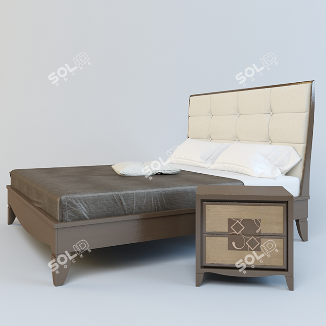 Eco-Leather Headboard Bed 3D model image 2
