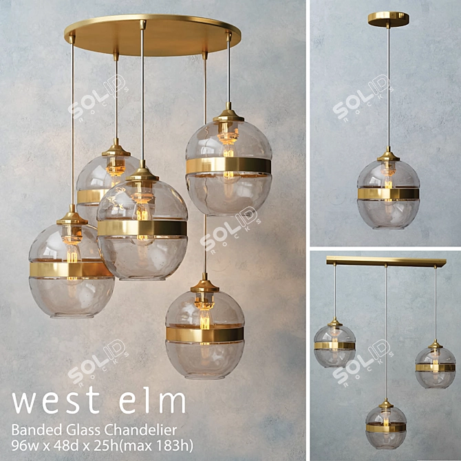 Modern Glass Chandeliers Set 3D model image 1