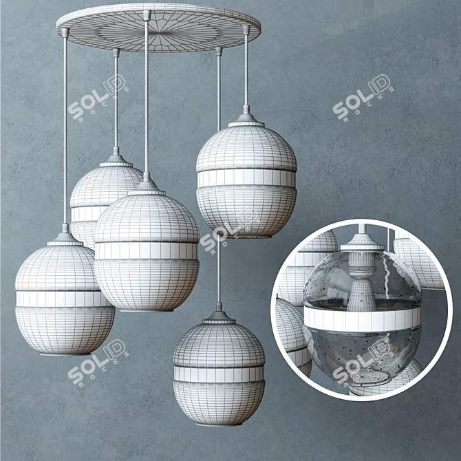 Modern Glass Chandeliers Set 3D model image 2
