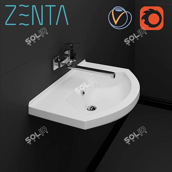 Modern Ceramic Sink & Faucet Set 3D model image 1