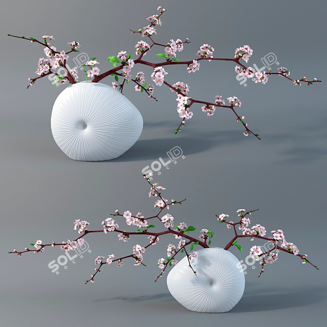 Cherry Blossom Branch Display 3D model image 1