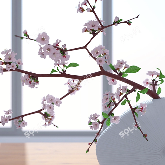 Cherry Blossom Branch Display 3D model image 2